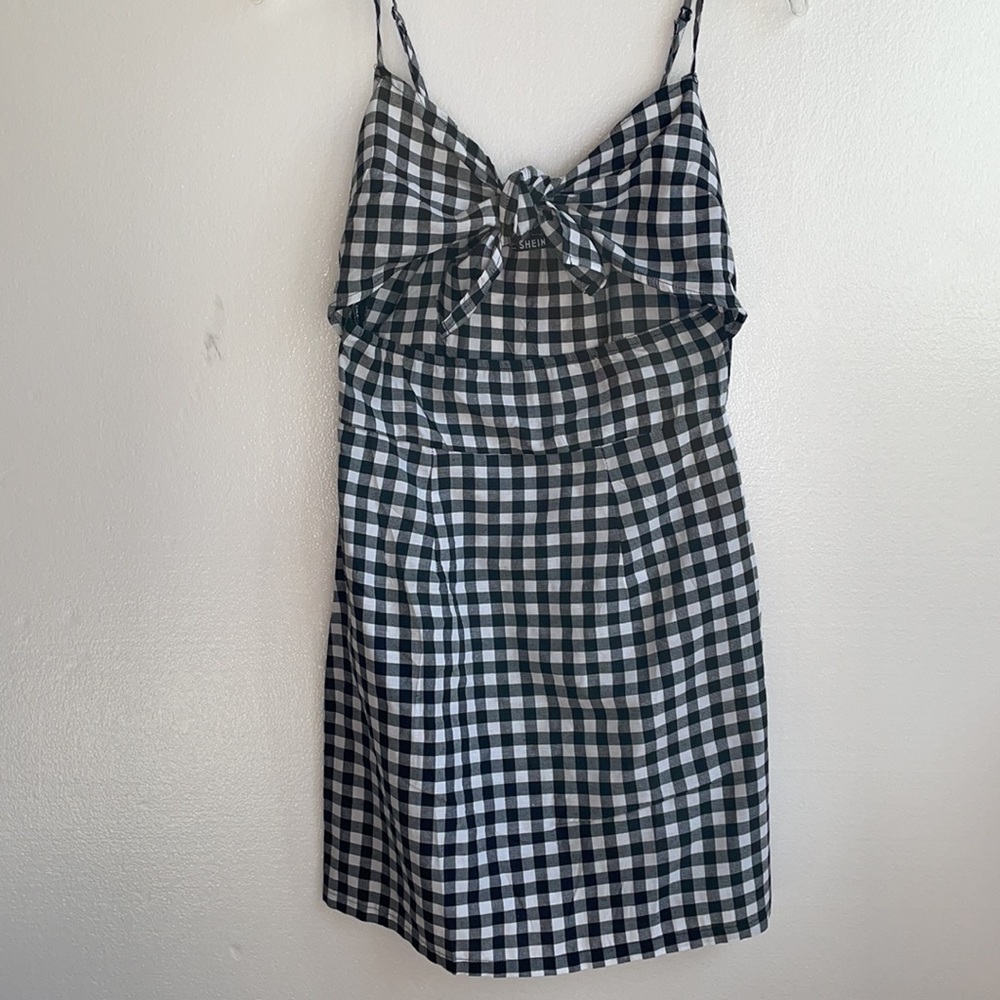 Shein black and white checked one piece sundress size small